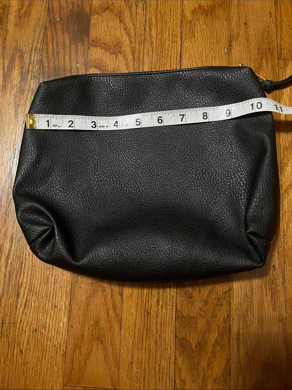 Steve Madden Classic Black Faux Leather Large Clutch Cosmetic Pouch